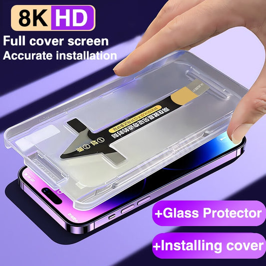 8K High End Tempered Glass iPhone Screen Protector Self Applicator